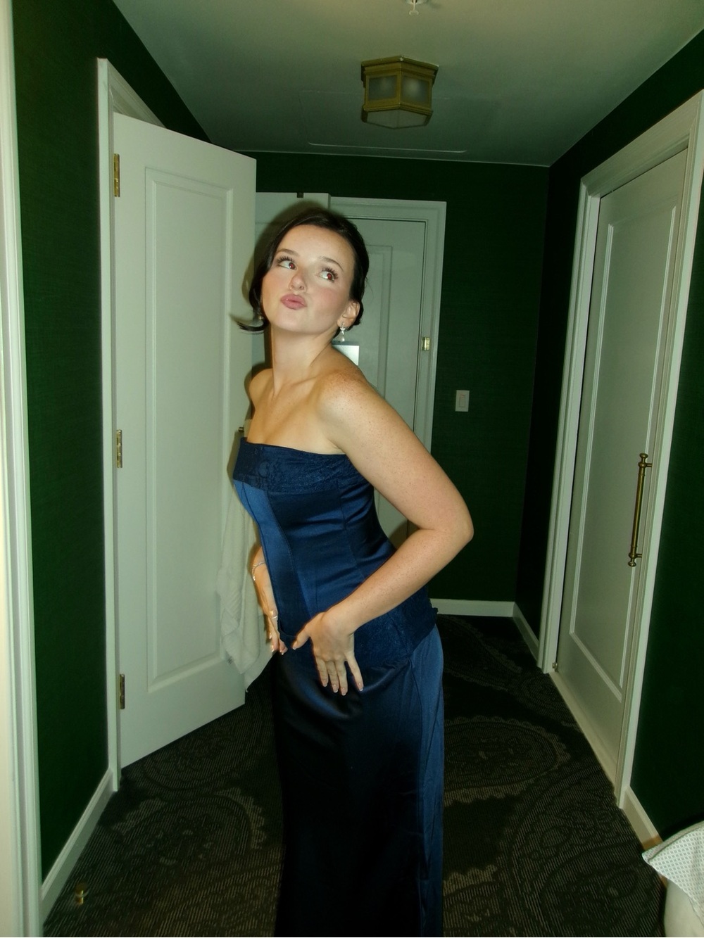 Princess Polly Strapless Navy Satin Gown